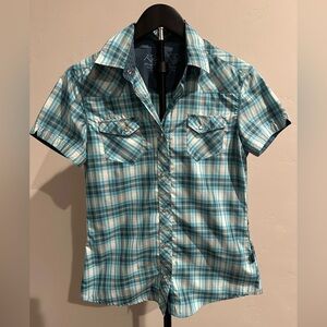 Kuhl Women's Teal Plaid Button-Up Shirt
